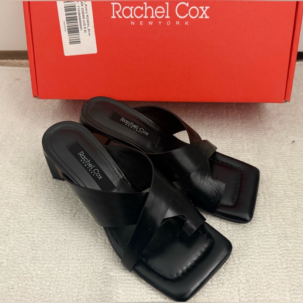 Rachel Cox Black Leather Avery Heeled Sandals size US5.5